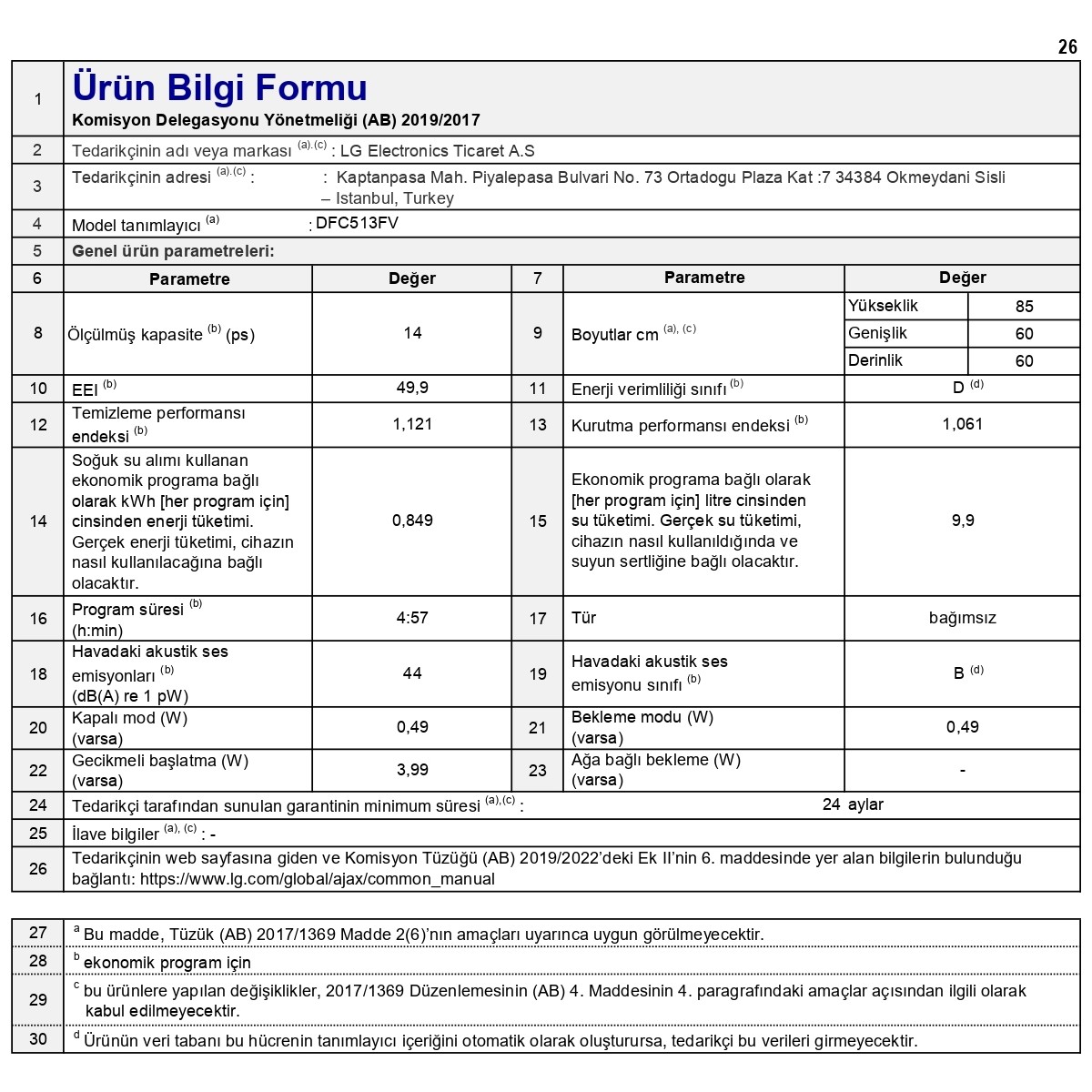 LG  Silver Bulaşık Makinesi