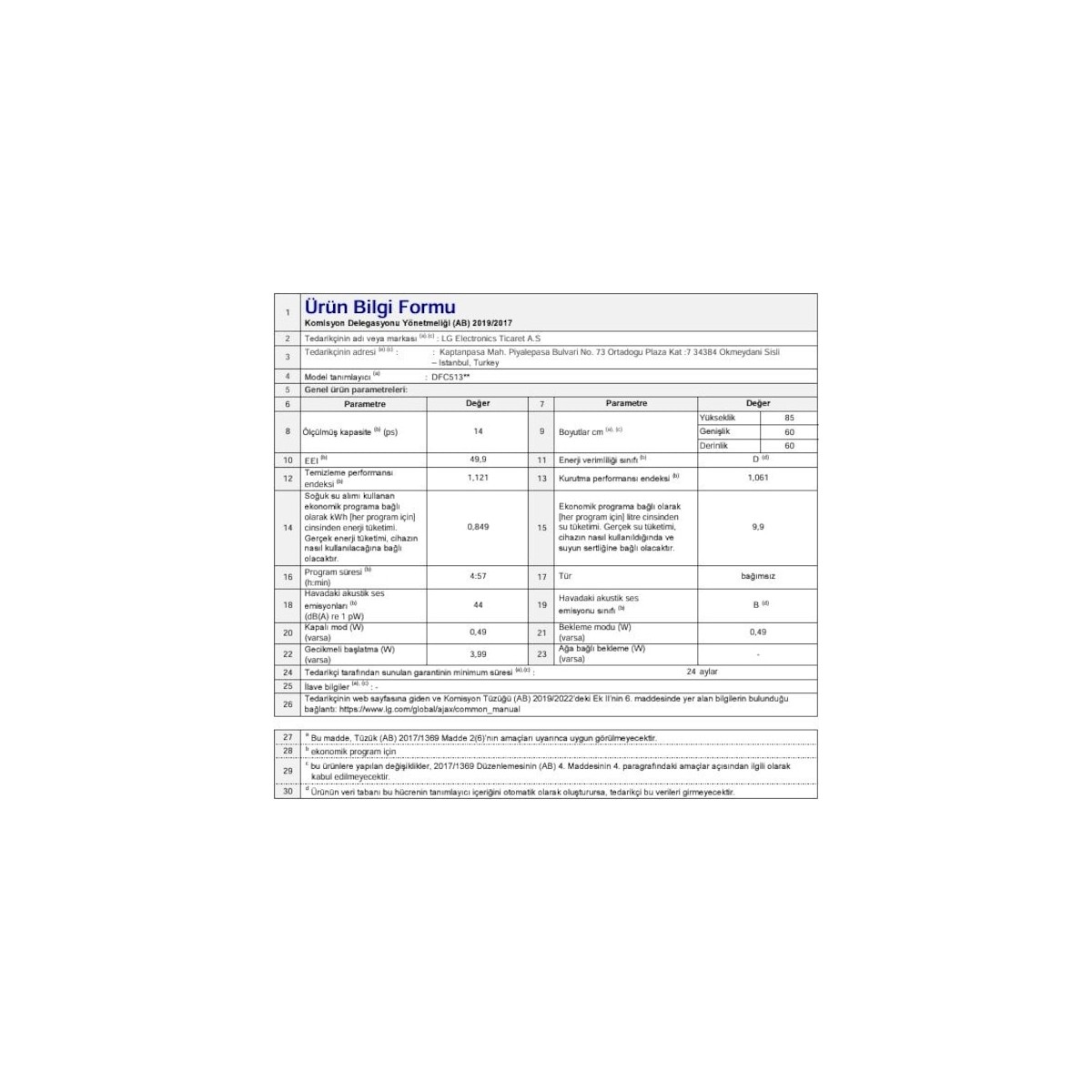 Lg Dfc513fw Beyaz Bulaşık Makinesi Lg Dfc513fw Beyaz Bulaşık Makinesi