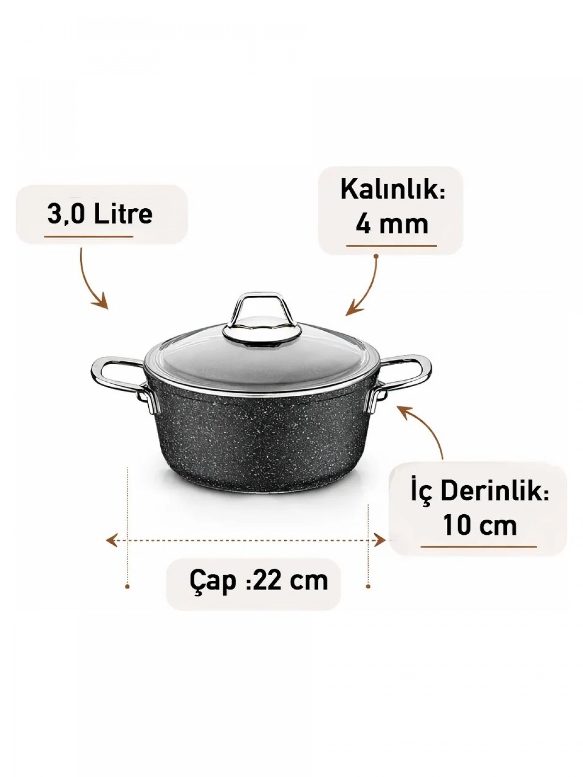Falez Black Lıne 22 Cm Tencere Falez Black Lıne 22 Cm Tencere