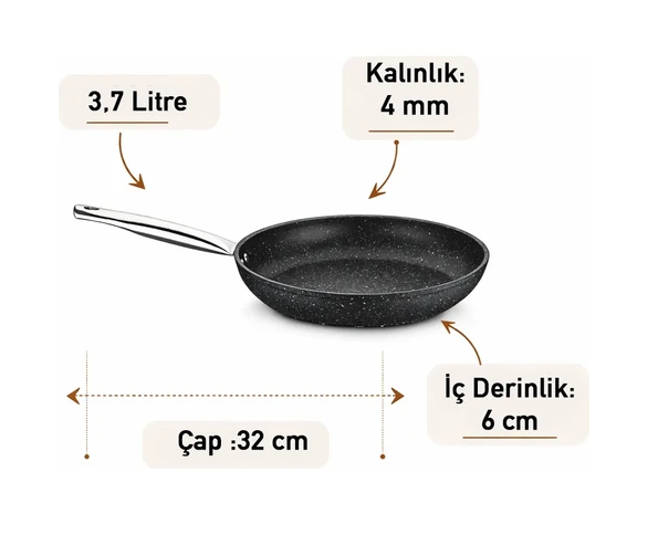 Falez Black Lıne 32 Cm Tava