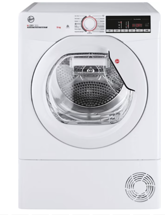 Hoover 9 kg kurutma kapasitesi, Isı pompalı kurutma teknolojisi,  Beyaz gövde, Beyaz kapak