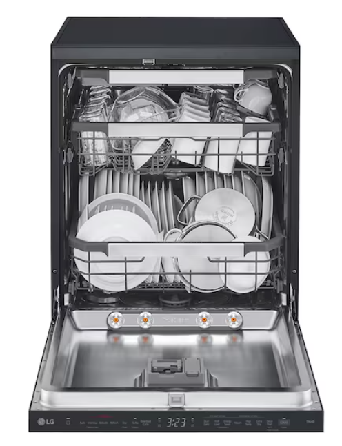 LG DFC237HMS.ABMPLTK Bulaşık Makinesi | QuadWash™ | Ayarlanabilir Raflar | Mat Siyah