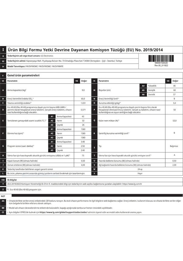 Lg F4v3vywkpe.aptpltk Gri Çamaşır Makinesi Lg F4v3vywkpe.aptpltk Gri Çamaşır Makinesi