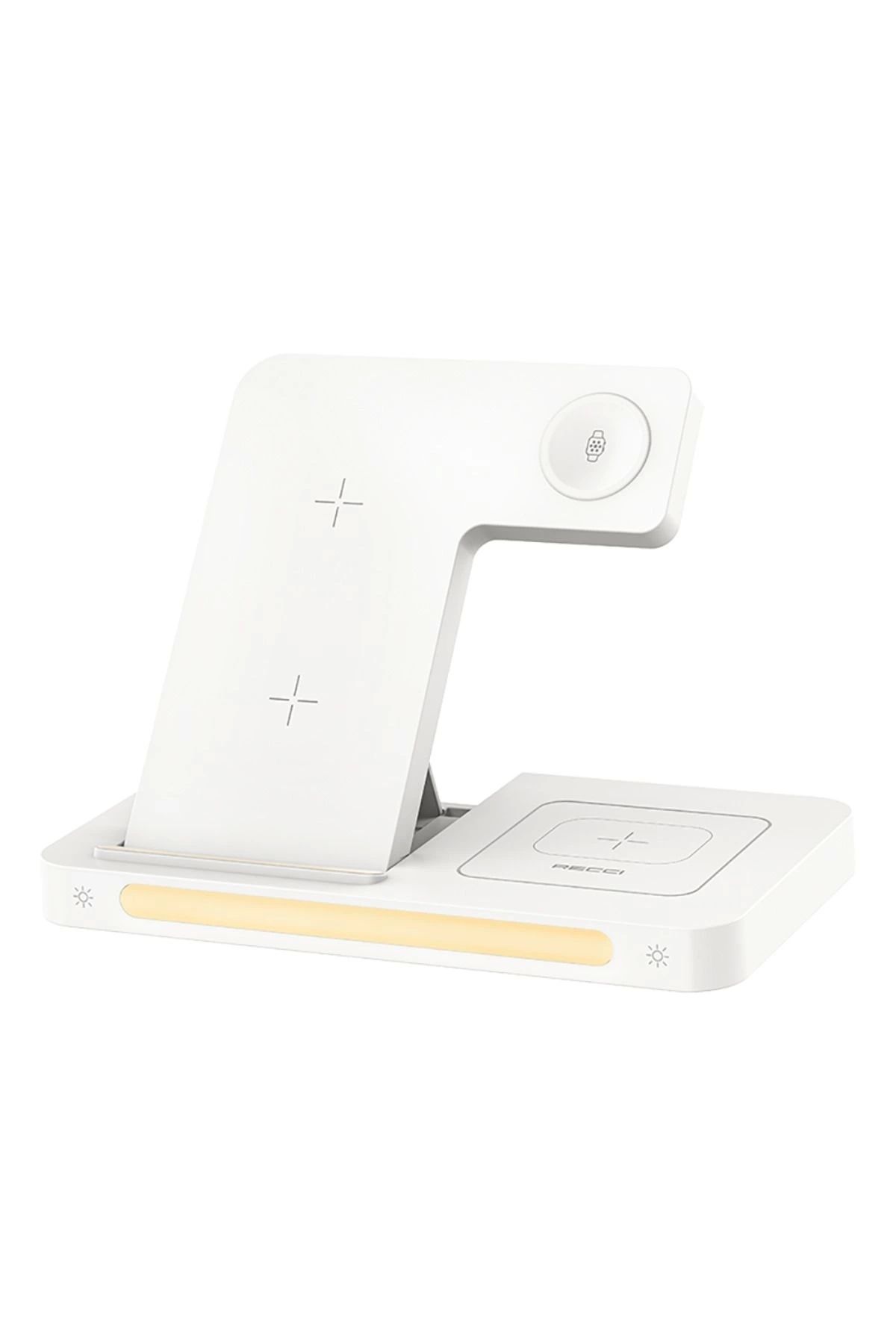 Reccı 4in1 Magsafe 15w Hızlı Şarj Özellikli Led Işıklı Magnetik Kablosuz Şarj Standı