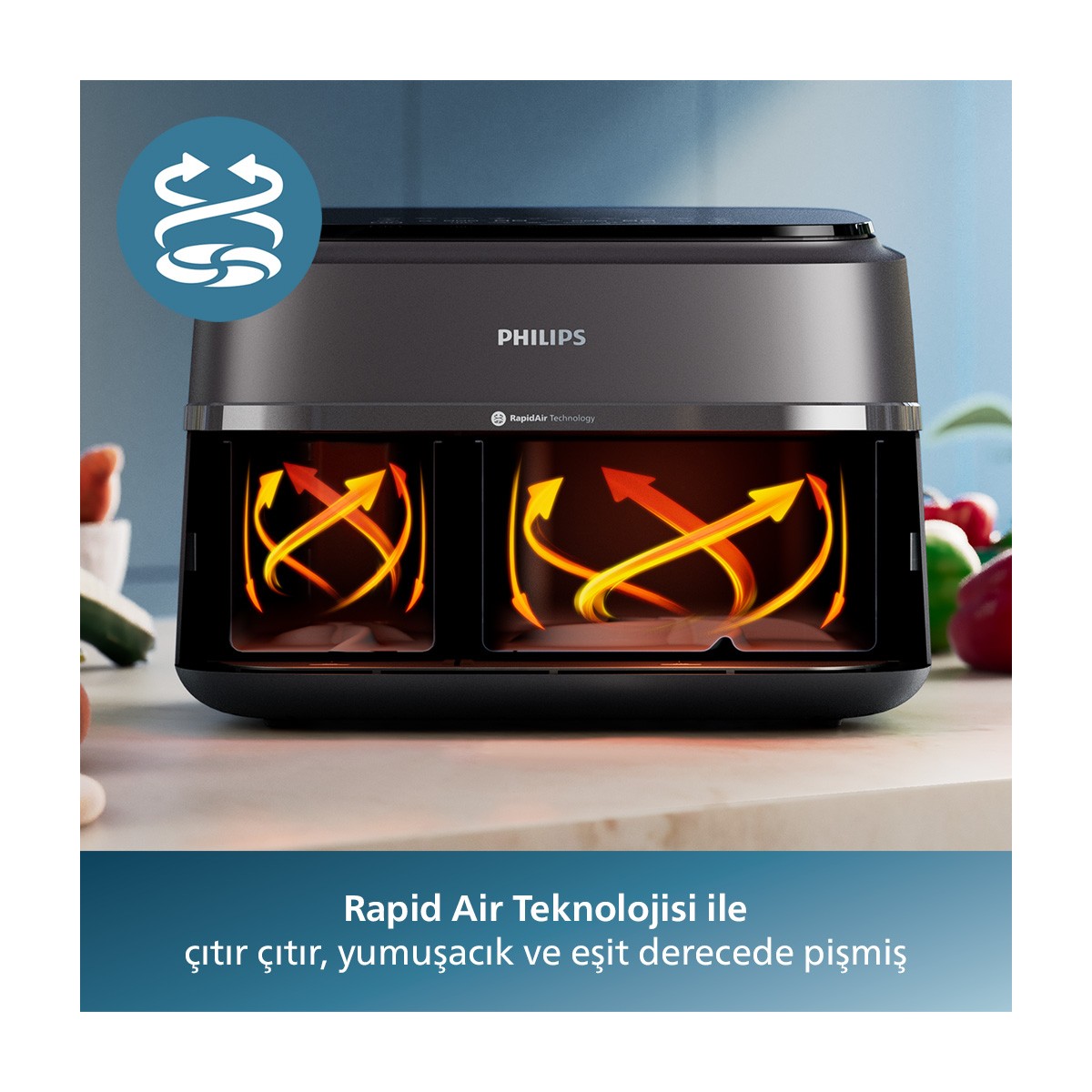 Philips 3000 Serisi Çift Hazneli Fritöz (siyah)