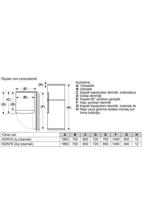 Serie 6 Üstten Donduruculu Buzdolabı 186 x 75 cm Beyaz