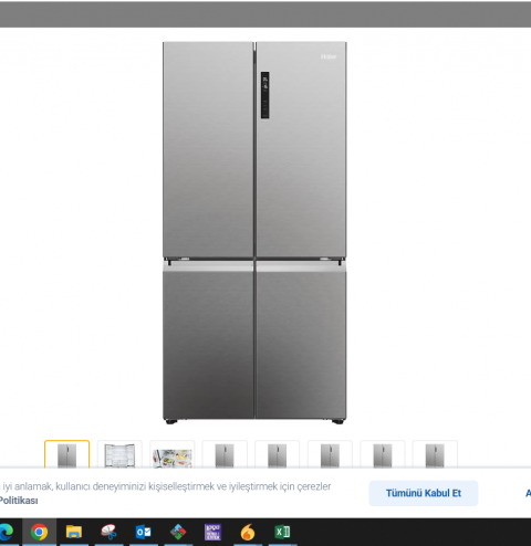 Haier 4 Kapılı, E enerji sınıfı, 528 Litre, Total No Frost, Dokunmatik kontrol, Platinum Inox