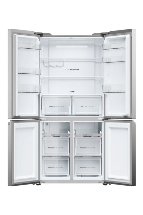 Haier 4 Kapılı, E enerji sınıfı, 528 Litre, Total No Frost, Dokunmatik kontrol, Platinum Inox