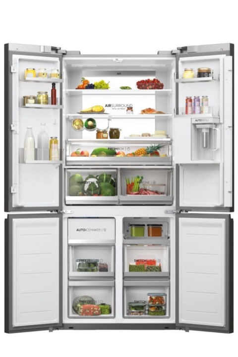 Haier 4 Kapılı, E enerji sınıfı, 536 Litre, Total No Frost, Dokunmatik kontrol, Platinum Inox