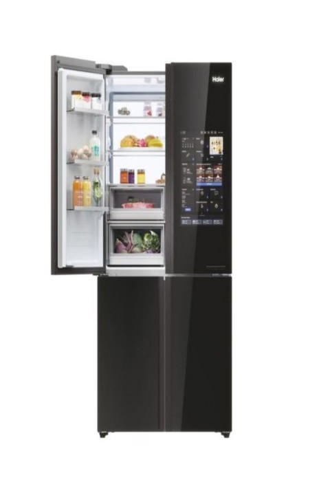 Haier 4 Kapılı, E enerji sınıfı, 586 Litre, Total No Frost, Büyük dokunmatik ekran, Siyah Cam