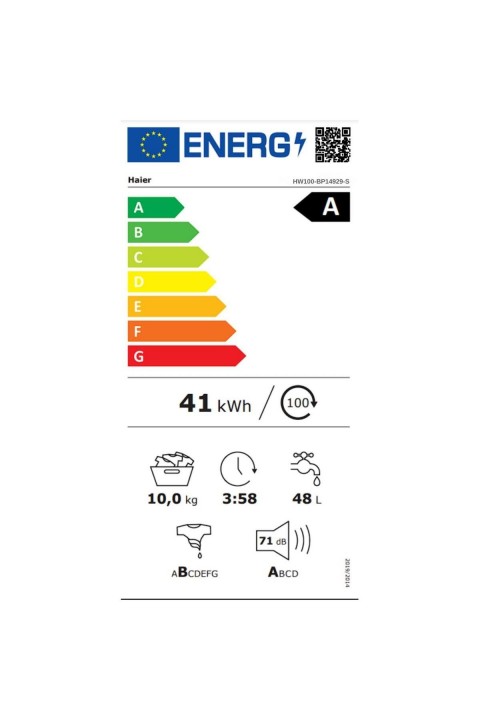 Haier 10 KG kapasite, A -%20 enerji sınıfı, 1400 devir Beyaz