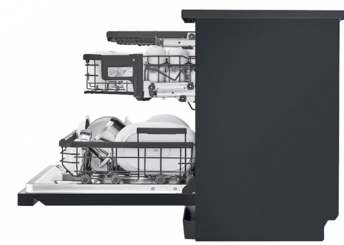 LG DFC237HMS.ABMPLTK Bulaşık Makinesi | QuadWash™ | Ayarlanabilir Raflar | Mat Siyah