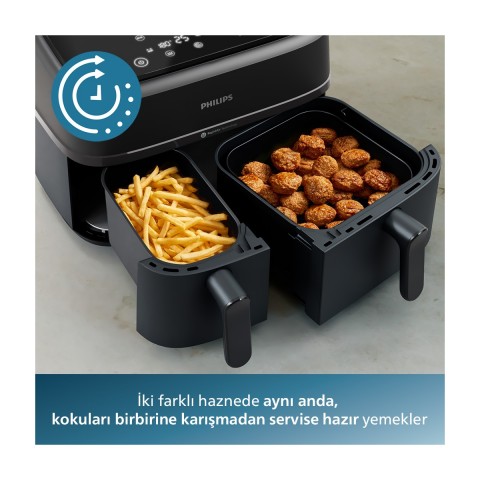 Philips 3000 Serisi Çift Hazneli Fritöz (siyah)