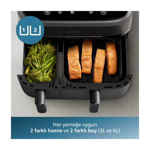 Philips 3000 Serisi Çift Hazneli Fritöz (siyah)