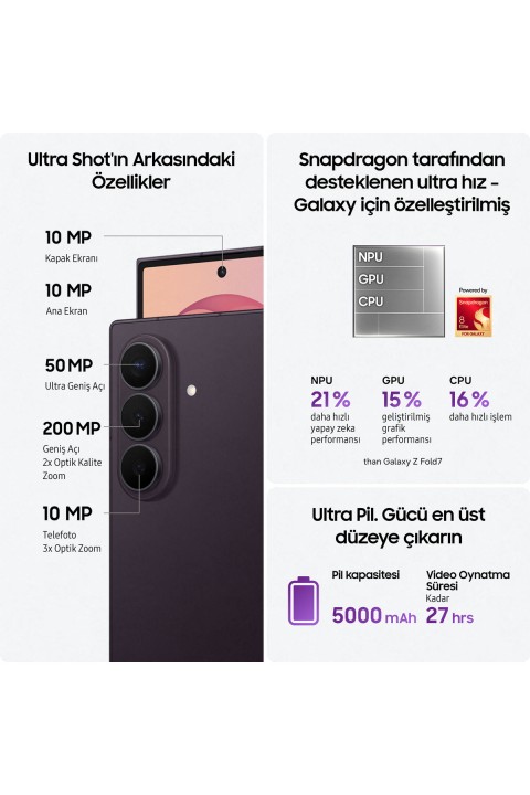 Samsung Galaxy Z Fold8 Ultra 12GB/512GB Mürdüm Cep Telefonu