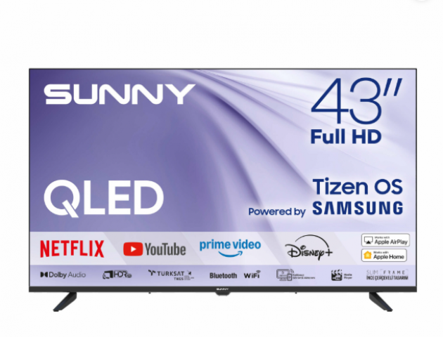 Sunny 43 inç FHD QLED Milan TizenOS 8.0 Siyah Smart TV SN43QFMLN-T08I