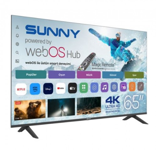 SUNNY 65'' FRLS UHD MANYAS webOS 2.0 SİYAH