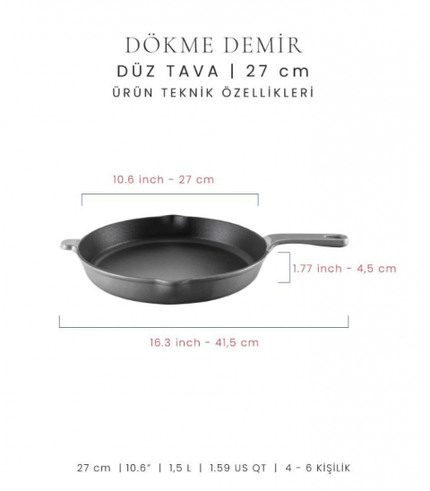 Voeux Gri 27 Cm Düz Tava