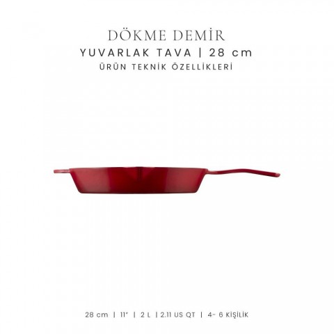 Voeux Kırmızı 28 Cm Kulplu Tava
