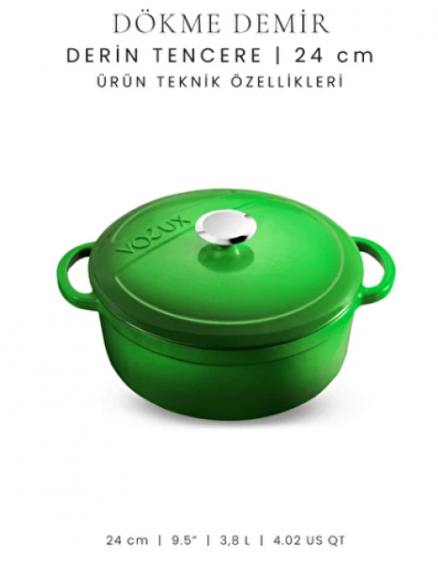 Voeux Yeşil 24 Cm Derin Tencere