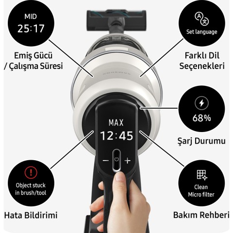 Samsung Bespoke Jet AI Complete Dikey Elektrikli Süpürge- Saten Gri