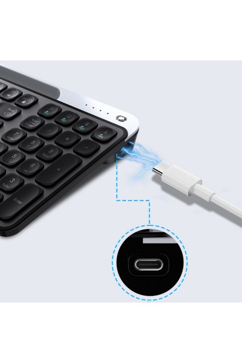 LENYES Sessiz Tuş Tasarımlı Entegre Stand Bölmeli Çift Bluetooth Bağlantılı 2.4G Kablosuz Klavye