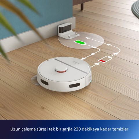 Philips HomeRun 3000 Serisi Islak ve Kuru Robot Süpürge (Beyaz)