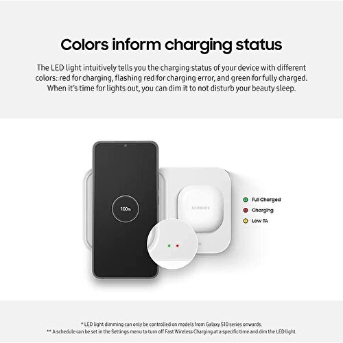Samsung EP-P5400T Kablosuz Hızlı Şarj Cihazı İkili (15W) - Beyaz w/ TA