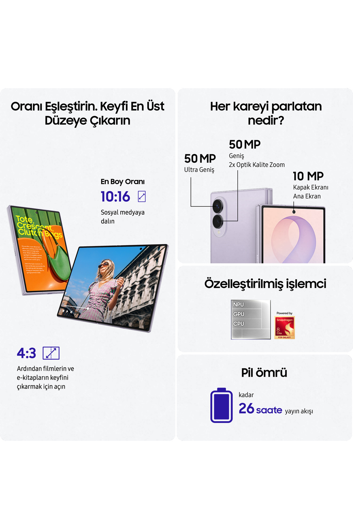 Samsung Galaxy Z Fold8 12GB/256GB Grafit Gri Cep Telefonu Samsung Galaxy Z Fold8 12GB/256GB Grafit Gri Cep Telefonu
