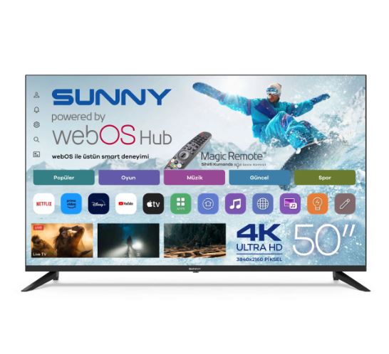 SUNNY 50'' FRLS UHD PERLA webOS 2.0 SİYAH
