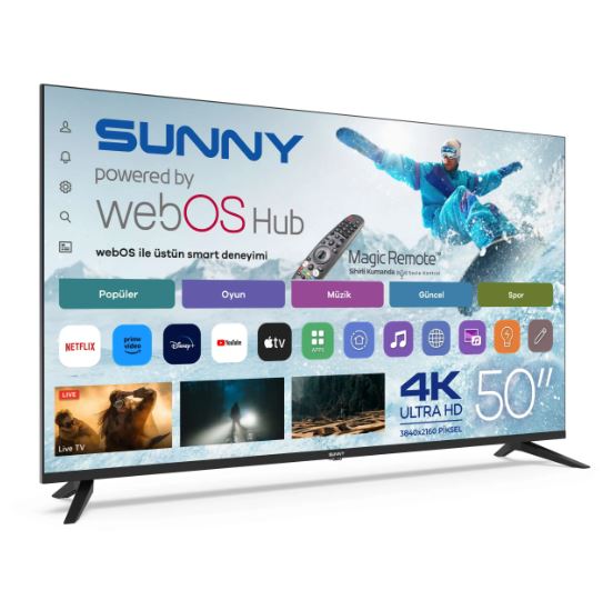 SUNNY 50'' FRLS UHD PERLA webOS 2.0 SİYAH