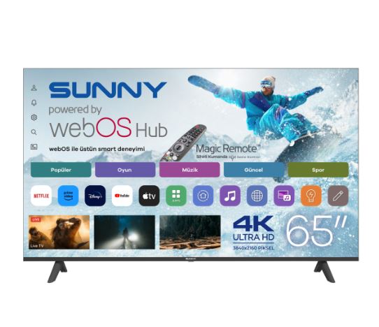 SUNNY 65'' FRLS UHD MANYAS webOS 2.0 SİYAH