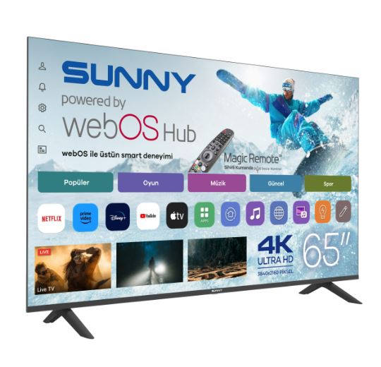 SUNNY 65'' FRLS UHD MANYAS webOS 2.0 SİYAH