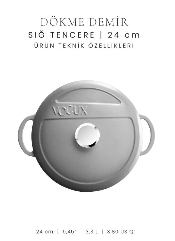 Voeux Gri 24 Cm Sığ Tencere