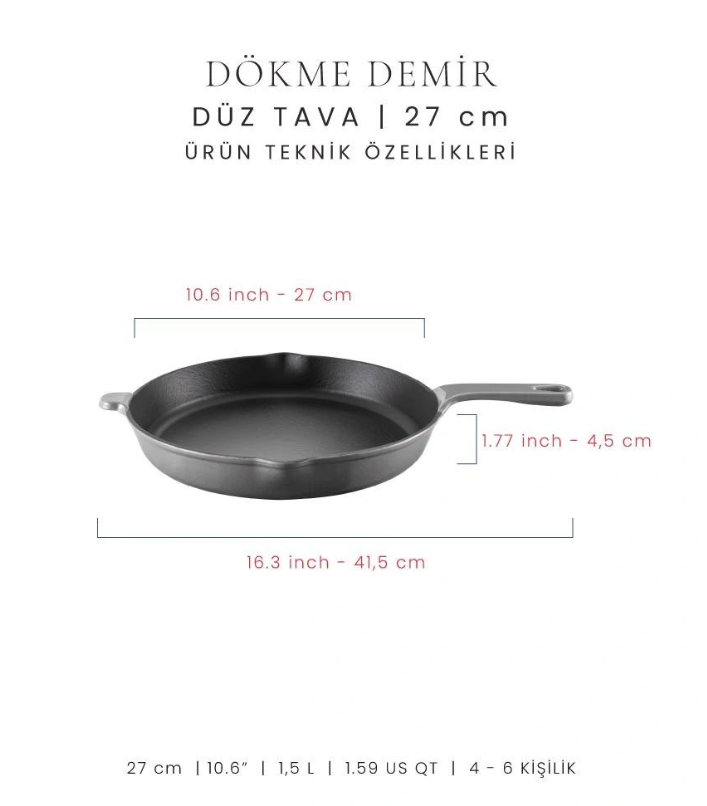 Voeux Gri 27 Cm Düz Tava Voeux Gri 27 Cm Düz Tava