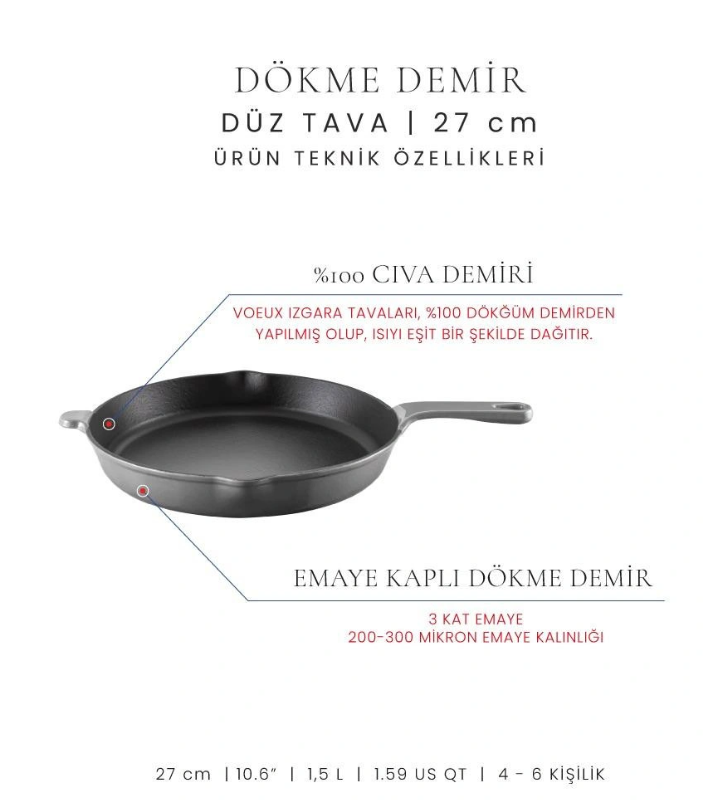 Voeux Gri 27 Cm Düz Tava