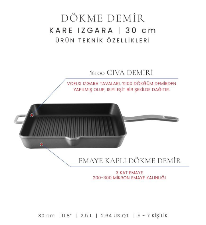 Voeux Gri 30 Cm Kare Izgara Tava Voeux Gri 30 Cm Kare Izgara Tava