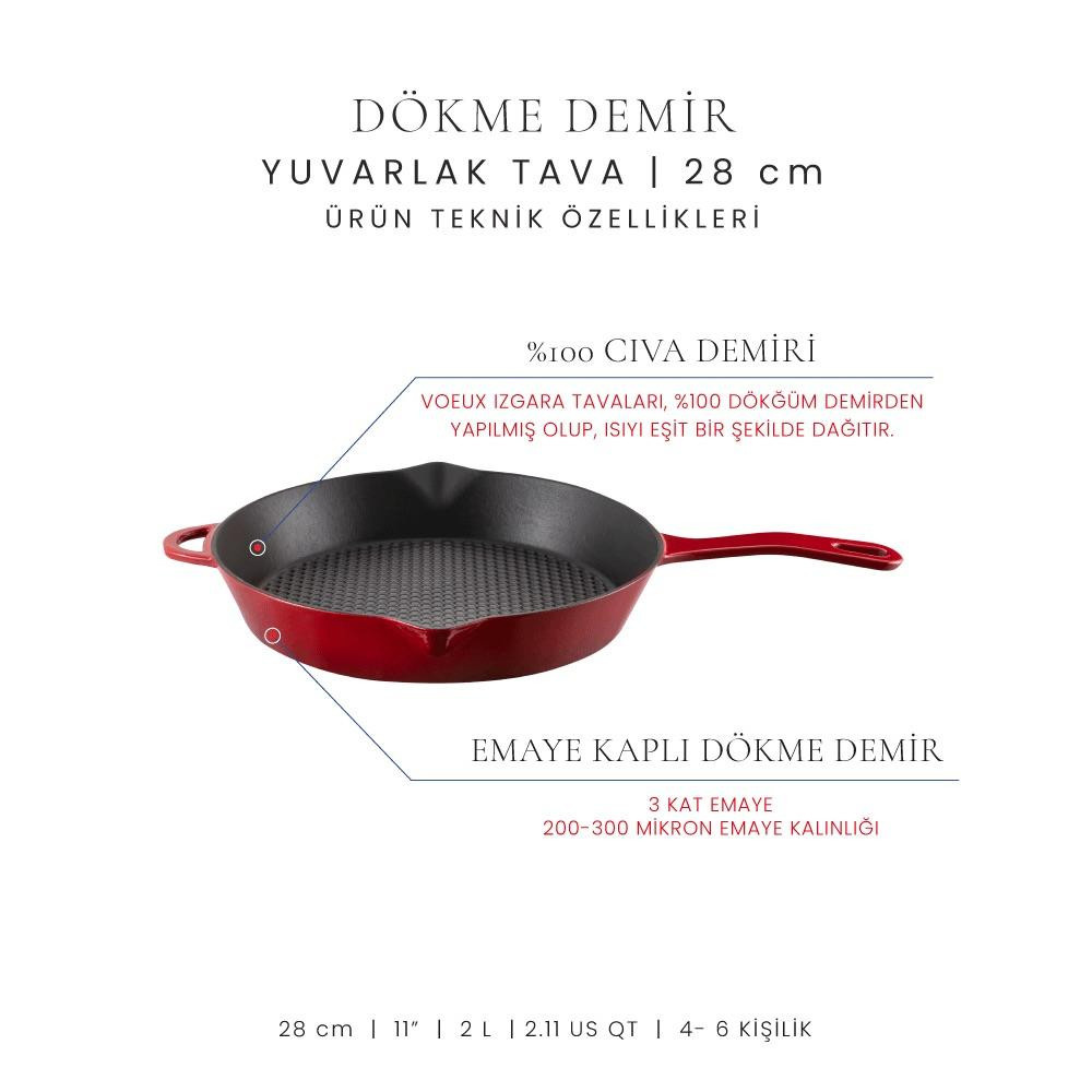 Voeux Kırmızı 28 Cm Kulplu Tava Voeux Kırmızı 28 Cm Kulplu Tava
