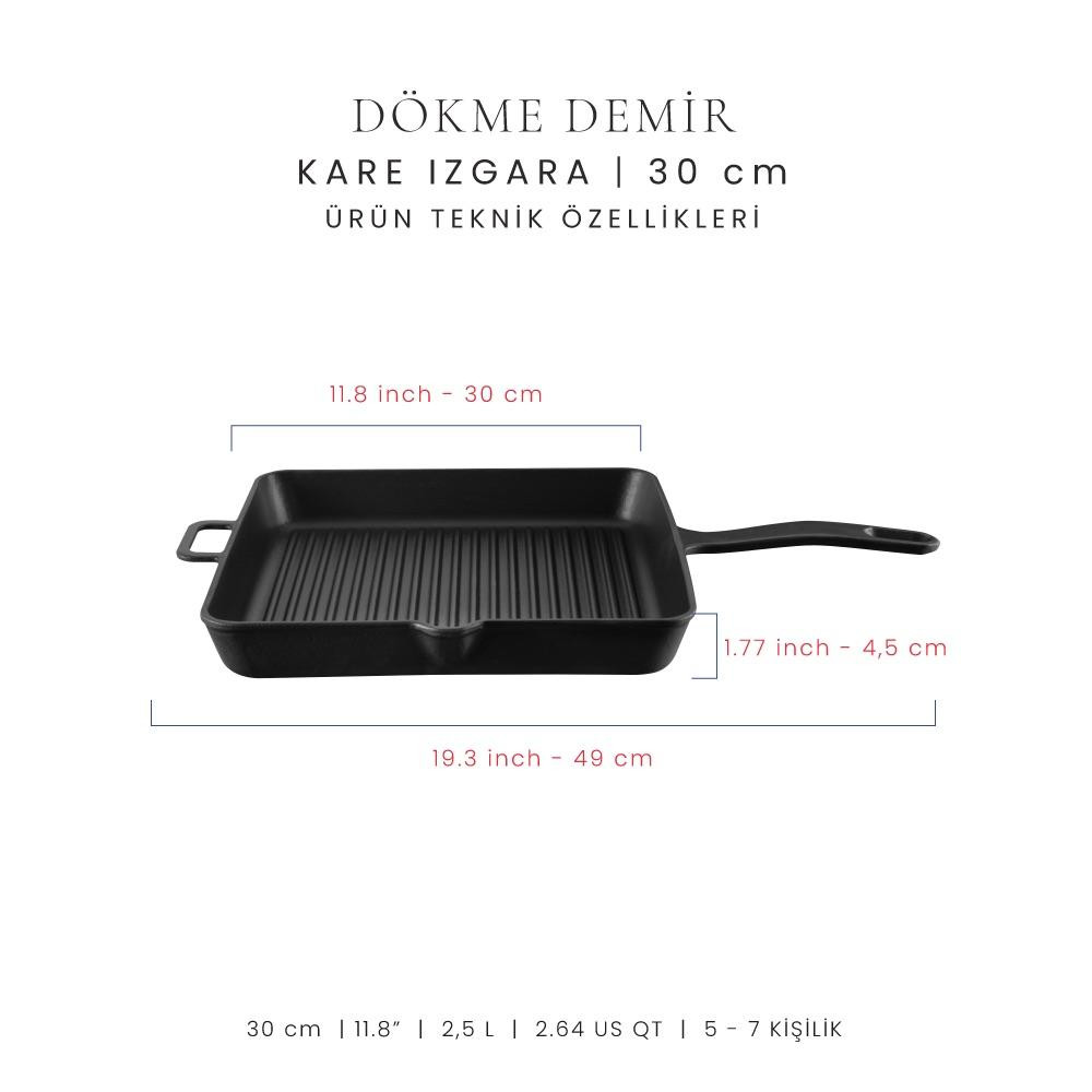 Voeux Mat Siyah 30 Cm Kare Izgara Tava Voeux Mat Siyah 30 Cm Kare Izgara Tava