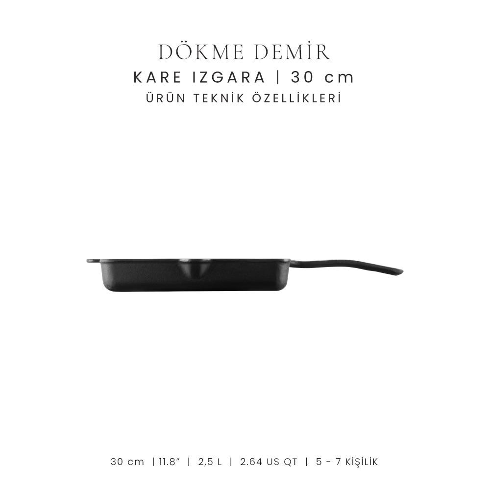 Voeux Mat Siyah 30 Cm Kare Izgara Tava