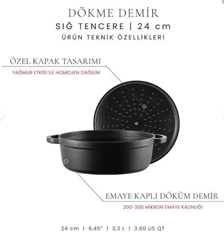 Voeux Siyah 24 Cm Sığ Tencere Voeux Siyah 24 Cm Sığ Tencere