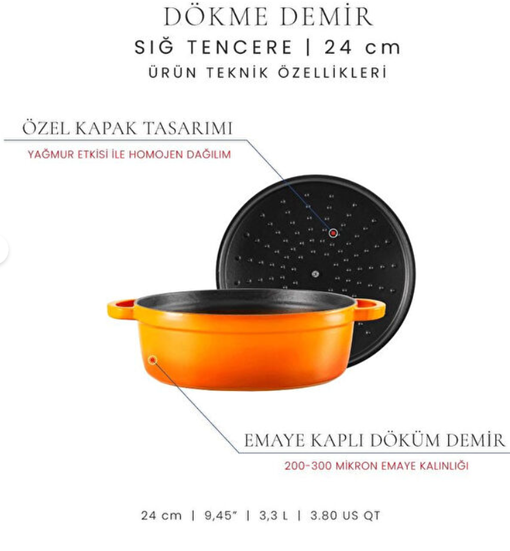 Voeux Turuncu 24 Cm Sığ Tencere