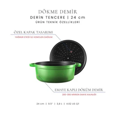 Voeux Yeşil 24 Cm Derin Tencere