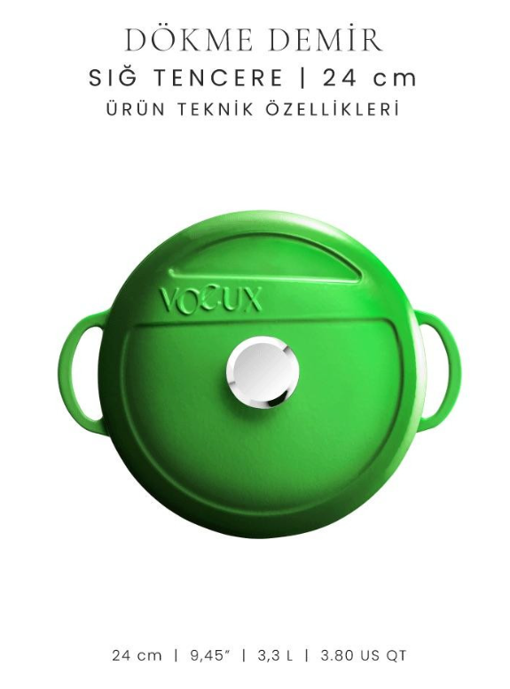 Voeux Yeşil 24 Cm Sığ Tencere