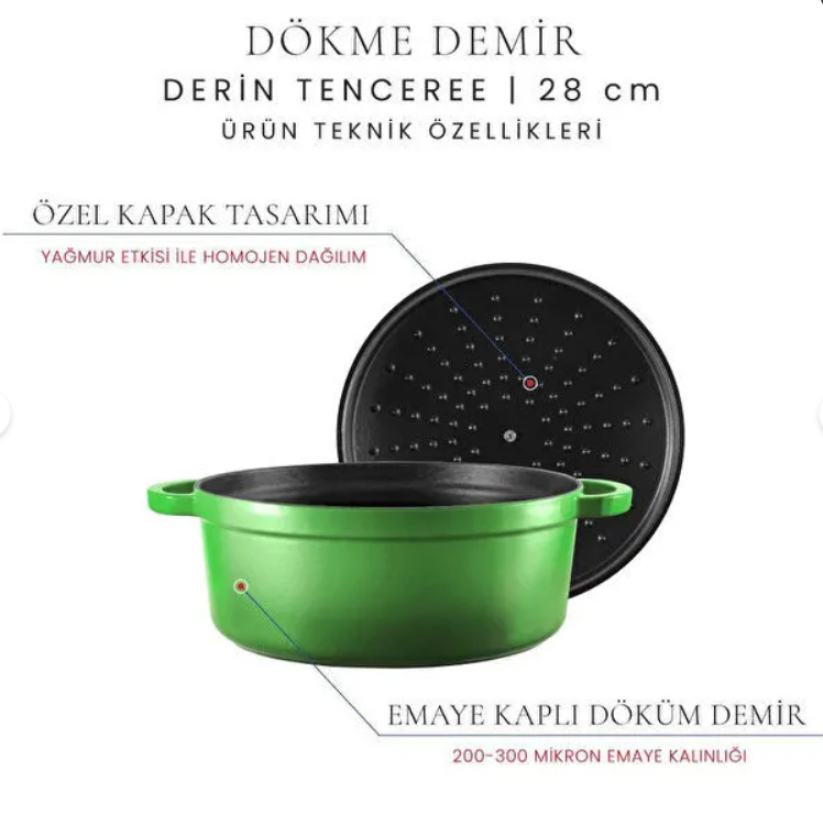 Voeux Yeşil 28 Cm Derin Tencere Voeux Yeşil 28 Cm Derin Tencere