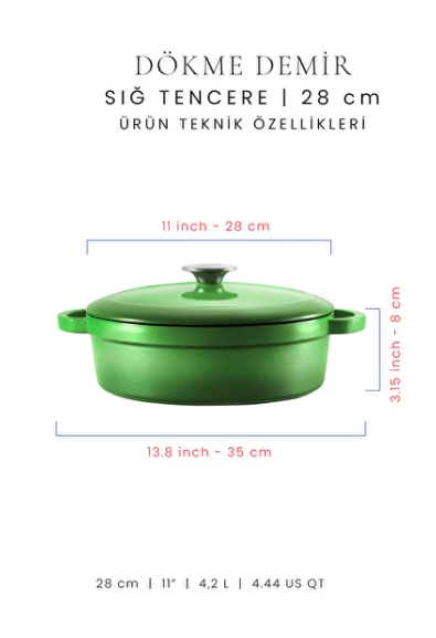 Voeux Yeşil 28 Cm Sığ Tencere Voeux Yeşil 28 Cm Sığ Tencere