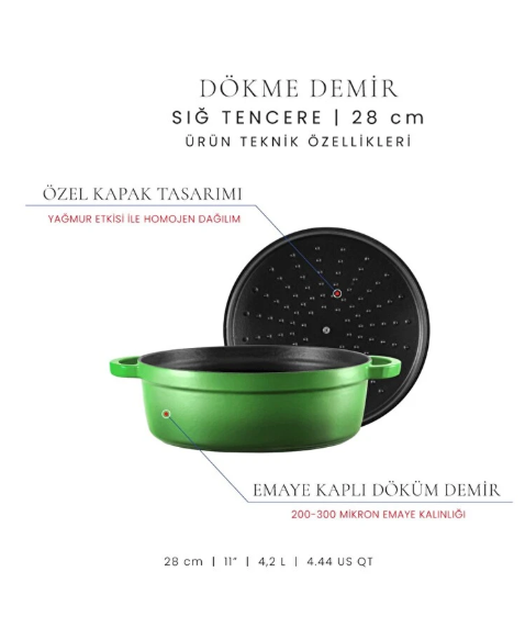 Voeux Yeşil 28 Cm Sığ Tencere Voeux Yeşil 28 Cm Sığ Tencere