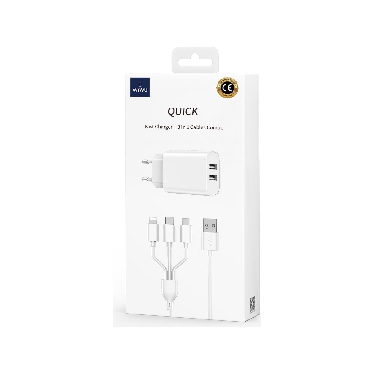 Wıwu Çift Usb Çıkışlı Hızlı Şarj Seti 3in1 (type-c/lightning/micro)