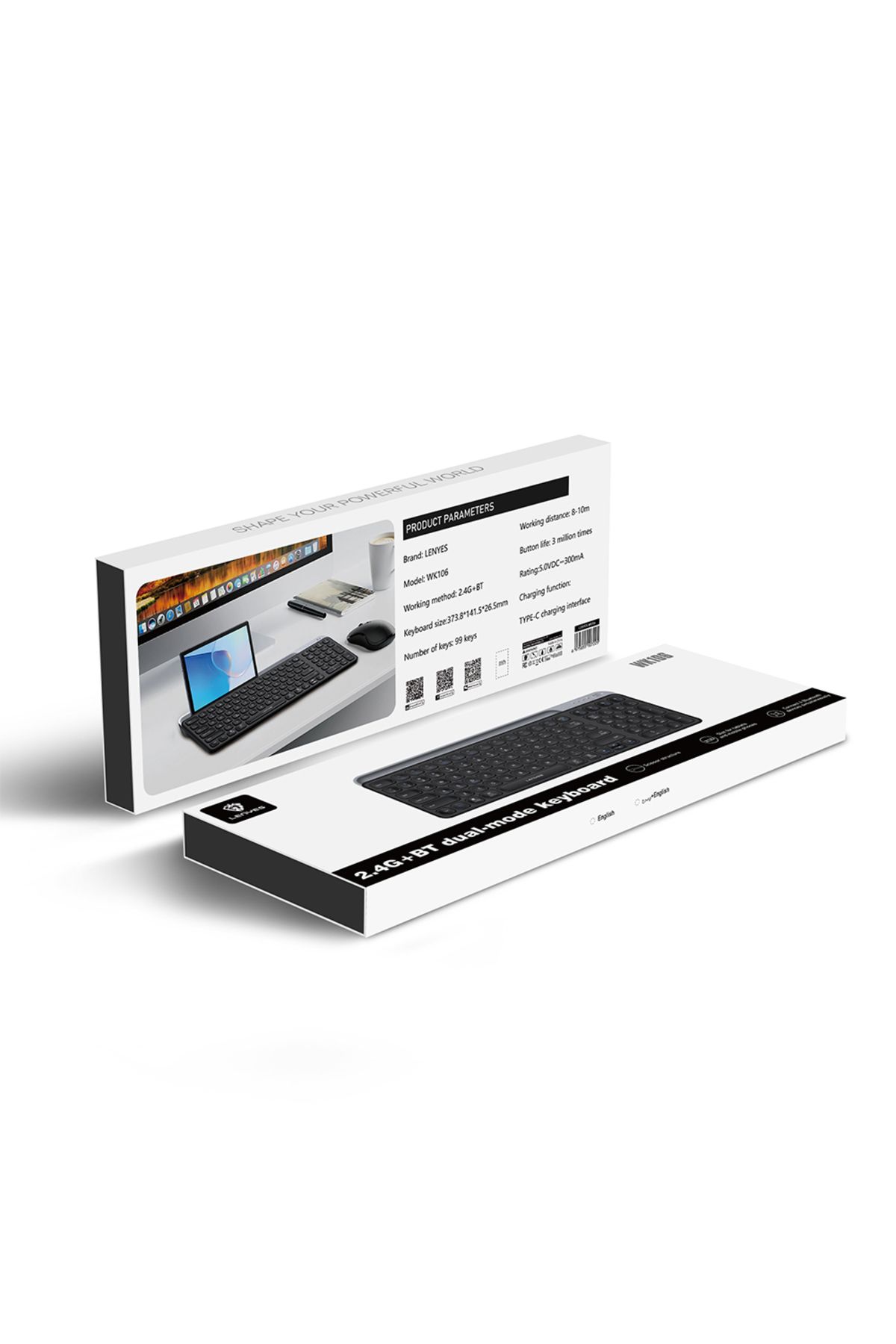 LENYES Sessiz Tuş Tasarımlı Entegre Stand Bölmeli Çift Bluetooth Bağlantılı 2.4G Kablosuz Klavye LENYES Sessiz Tuş Tasarımlı Entegre Stand Bölmeli Çift Bluetooth Bağlantılı 2.4G Kablosuz Klavye