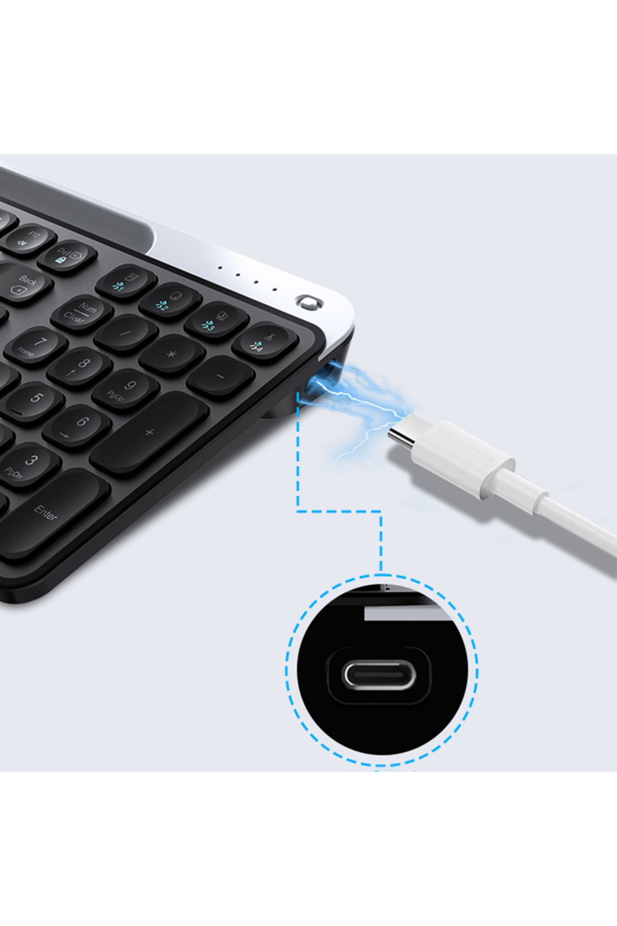 LENYES Sessiz Tuş Tasarımlı Entegre Stand Bölmeli Çift Bluetooth Bağlantılı 2.4G Kablosuz Klavye LENYES Sessiz Tuş Tasarımlı Entegre Stand Bölmeli Çift Bluetooth Bağlantılı 2.4G Kablosuz Klavye